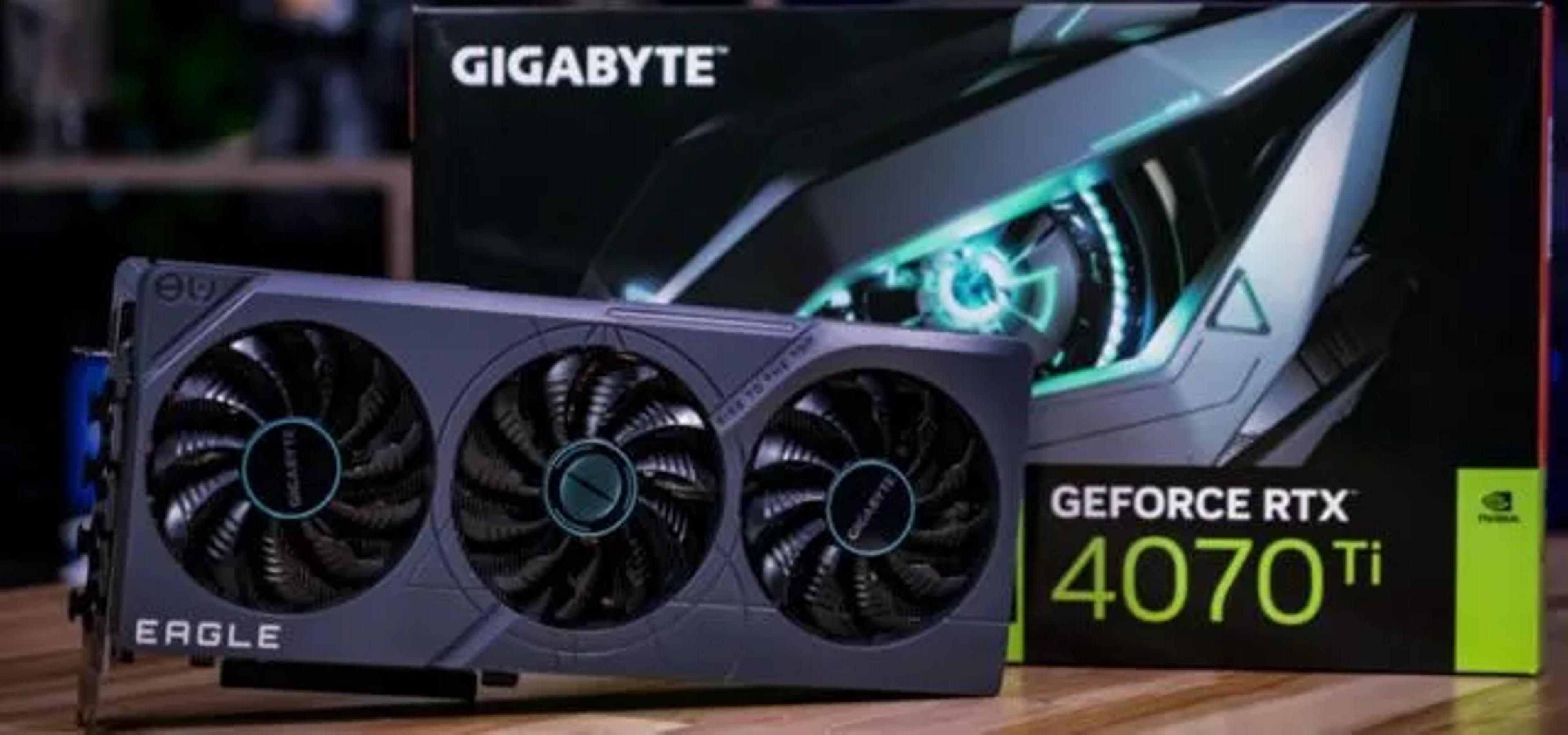 A Gigabyte GPU box opened, showcasing the high-performance graphics card